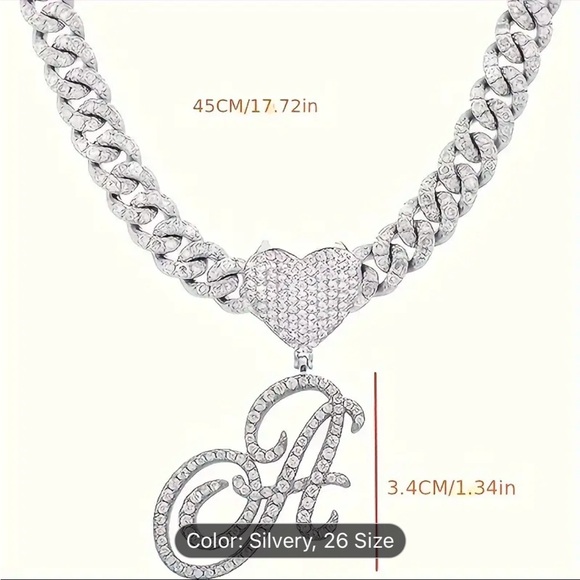 Cuban Chain with Iced Heart-Shaped Pendant - Picture 2 of 14